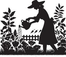 Gardener Watering Silhouette vector