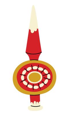 Soviet Christmas tree toy. glass toy in the form of an icicle as a tip for a Christmas tree. Cute illustration in vintage colors. Festive decor items for New Year, Christmas holidays that can be hung