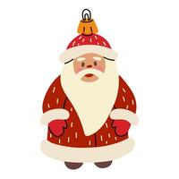 Soviet Christmas tree toy. Santa Claus in a red suit with a beard, a glass toy. Cute illustration in vintage colors. Festive decorations for New Year and Christmas that can be hung on Christmas tree vector