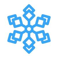 Blue Snowflake icon for snow design and pattern. line Christmas element isolated on white background. Freeze symbol Snow. Ice crystal graphic. Simple shape illustration vector