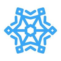 Blue Snowflake icon for snow design and pattern. line Christmas element isolated on white background. Freeze symbol Snow. Ice crystal graphic. Simple shape illustration vector