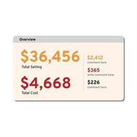 Overview infographics. Dashboard template for big data visualization. vector