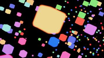 Colorful neon cubes flying on a black background in a seamless loop. video