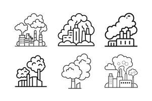 bundle of air pollution icons vector
