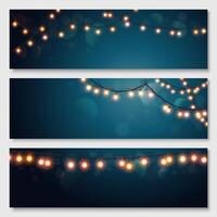 Glowing light bulbs design. banners set. Website header template. vector