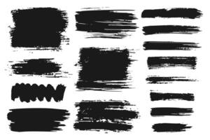 Hand drawn collection of abstract ink spots, brush strokes, lines and paint blobs. Grunge set of graphic illustrations for banner backdrop template. elements isolated on white background. vector