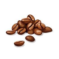 Realistic illustration of a bunch of coffee beans on a white background. vector