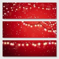 Christmas illustration. Glowing light bulbs design. banners set. Website header template. vector