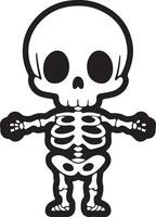 a cartoon skeleton with arms vector