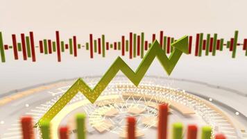 An image of a stock chart with a green arrow video