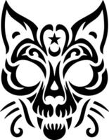 Mystical cat, feline, mask style, with star and moon on the forehead, tribal style vector