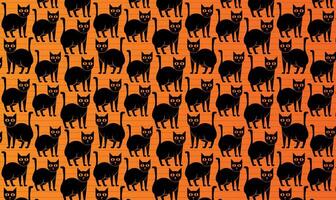 Mystical, gothic black cat, illustration on a black and purple gradient background, pattern vector