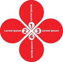 Bullet Number 1 to 4 with red floral design vector