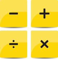 Set of Plus, minus, add and subtrack icon yellow background vector