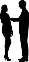 2 people discuss pose silhouette vector