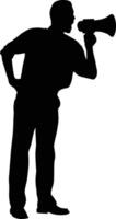 Men shout while holding megaphone vector