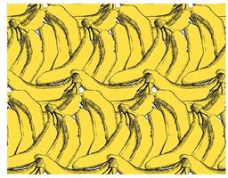 Banana tropical seamless pattern. The lively yellow backdrop in graphic dence pattern and intricately drawn bananas create a sense of delightful bliss vector
