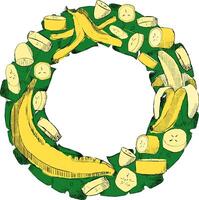 summer vibes banana frame round circle party beach, graphic illustration template vector