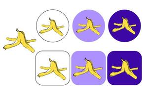 banana peel illustration logo in graphic. isolated on colored background in circle round and square template. garden fertilizer, natural and biodegradable waste. slippery fruit shell. vector