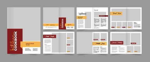 cookbook design, recipe book template, food book layout design vector