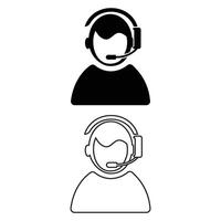 Customer Care Man with Microphone Icon for Support and Call Center Designs vector