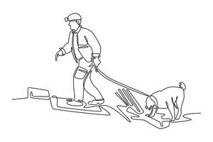 Rescue concept. Single line draw design graphic illustration. vector