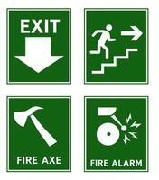 Fire signs. Common fire signs. Emergency exit and actions in case of fire. vector