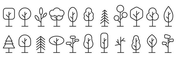 Line drawn trees. A collection of tree illustrations. Wood for every taste. vector
