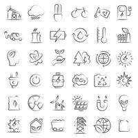 Clean energy. Power and energy icon set. A set of icons of different energy. vector