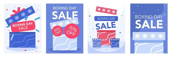 Set of boxing day sale vertical template with blue color vector