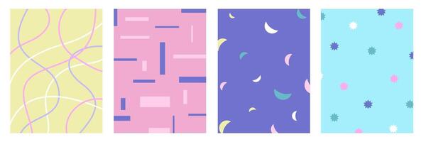 Set of Trendy background vertical template with colorful abstract shapes and lines vector