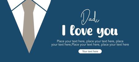 Happy Father's Day greeting cards with triangle shape art, typography, tie in minimal blue color bakground vector