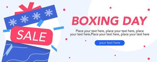 Boxing day sale horizontal template with gift and white color background vector