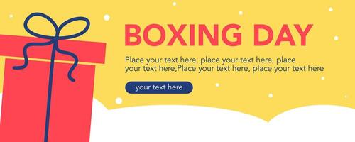 Boxing day sale horizontal template with gift, white and yellow color background vector