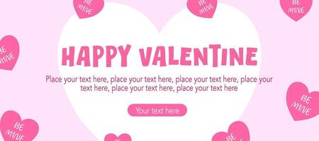 Trendy Happy Valentine's Day with cute pink heart and simple pattern in pink background vector