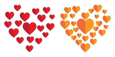 Solid heart shape collection made of different shaped illustrations. vector