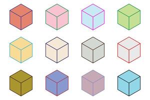 Twelve cubes or blocks squares in mathematics about learning scientific resources for students and teachers. vector