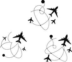 Airplane flight dashing line vector