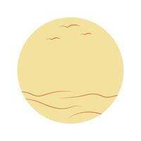 Round hello summer sticker on a yellow background, made in a minimalist style. vector