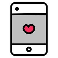 Mobile phone with heart on white background vector