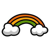Colorful rainbow with clouds on white background vector
