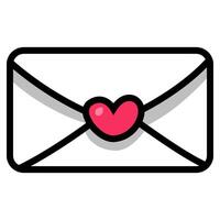 White envelope with red heart on white background vector