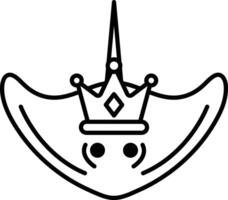 A cartoonish image of a stingray with a crown on its head vector