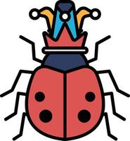 A red and blue bug with a crown on its head vector