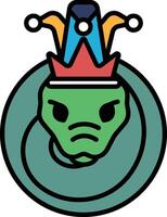 A cartoon of a green snake with a crown on its head vector