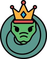 A cartoon of a green snake with a crown on its head vector