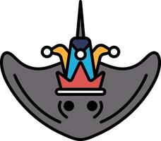 A cartoonish image of a stingray with a crown on its head vector