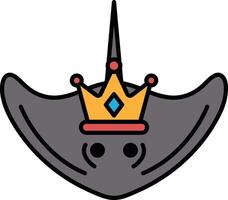 A cartoonish image of a stingray with a crown on its head vector