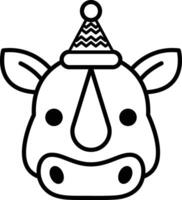 A rhino with a hat on its head vector