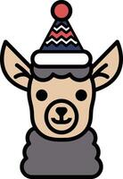 A cartoon of a llama wearing a hat and smiling vector